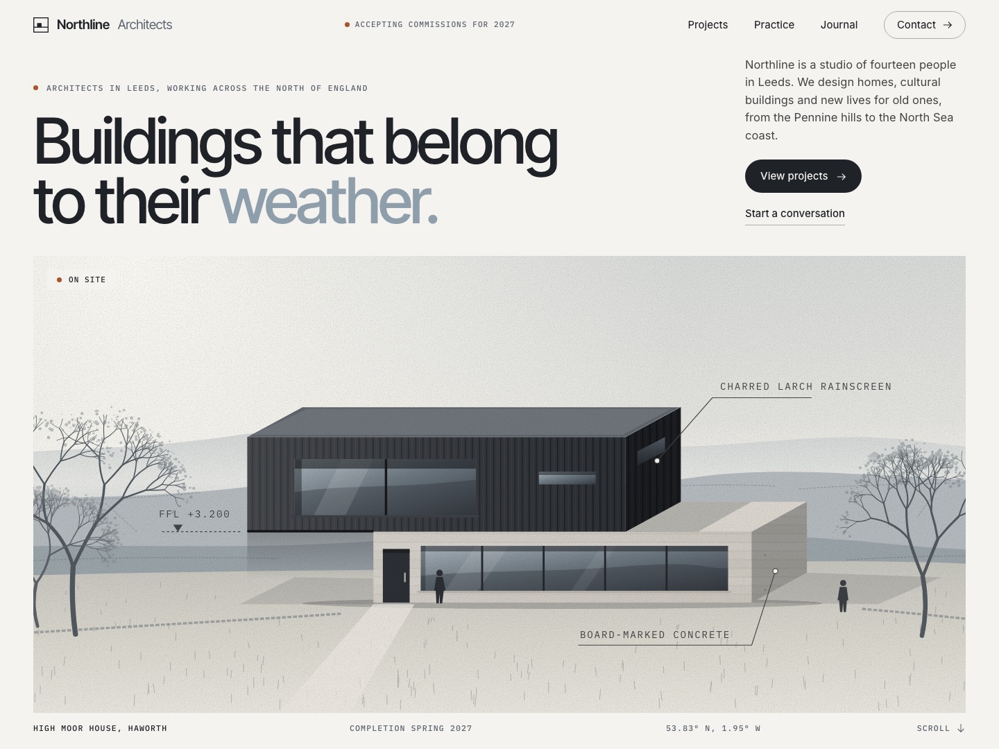Northline Architects website, desktop