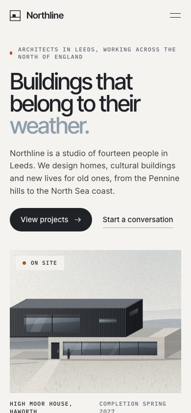 Northline Architects concept site on a phone