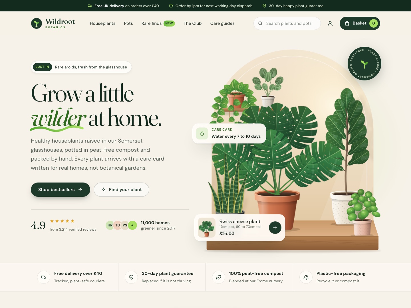 Wildroot Botanics website, desktop